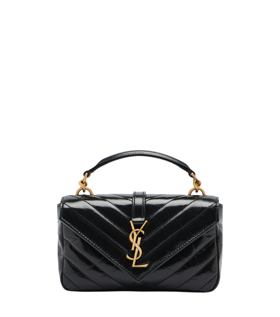 Saint Laurent College Mini metalassé leather shoulder bag