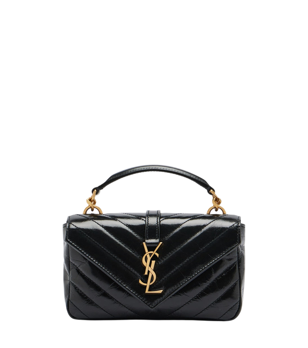 Saint Laurent College Mini metalassé leather shoulder bag
