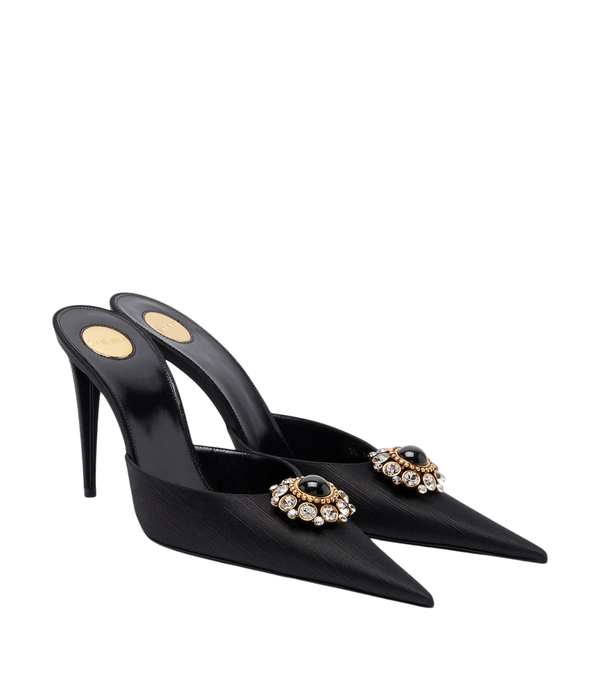 Saint Laurent Cosmo embellished satin mules