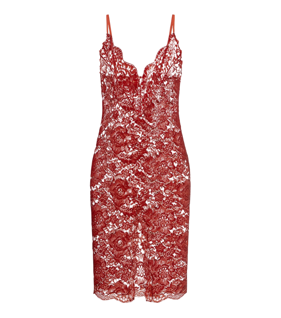 Saint Laurent Cotton-blend lace slip dress