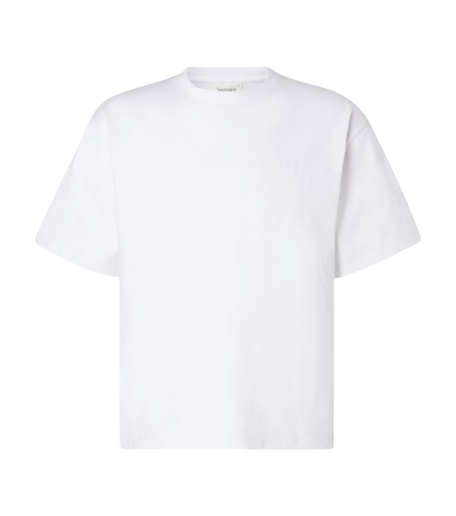 Saint Laurent Cropped cotton jersey T-shirt