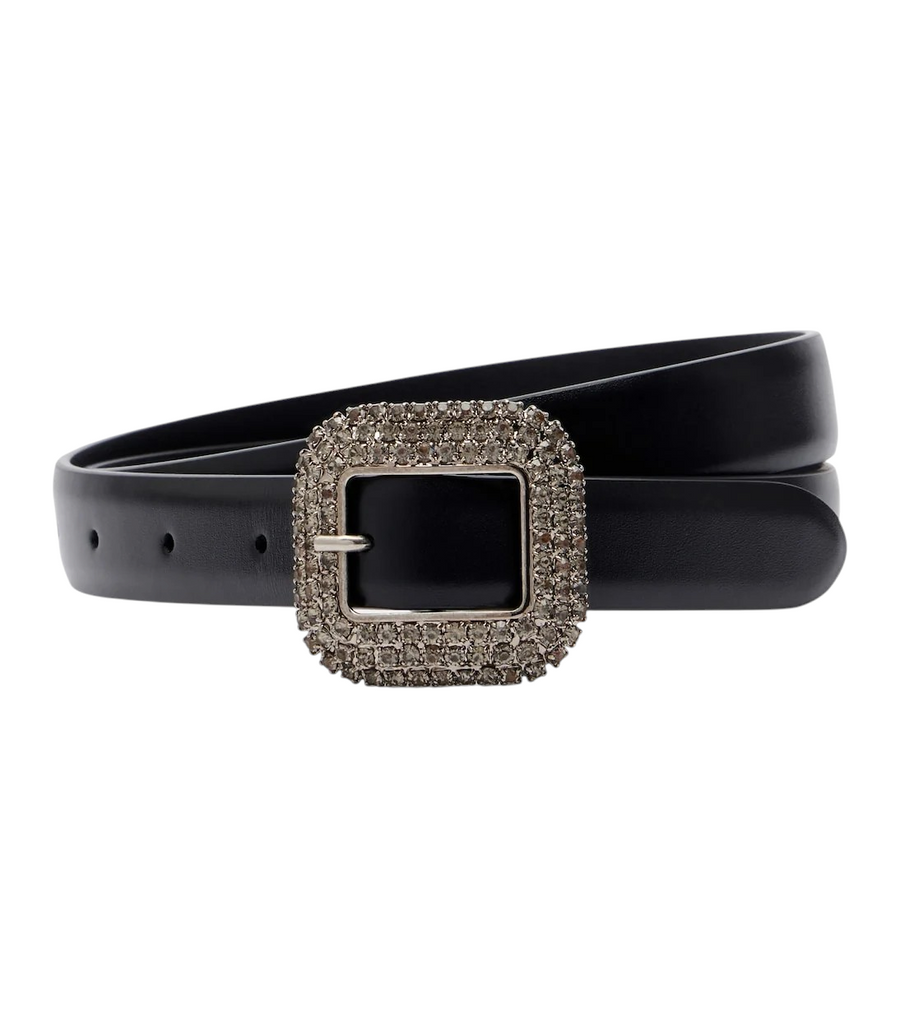 Saint Laurent Crystal-embellished leather belt