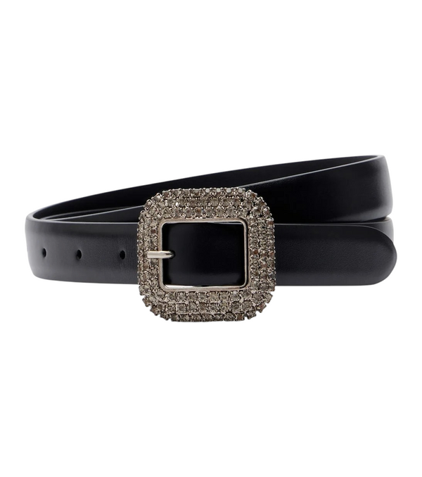 Saint Laurent Crystal-embellished leather belt