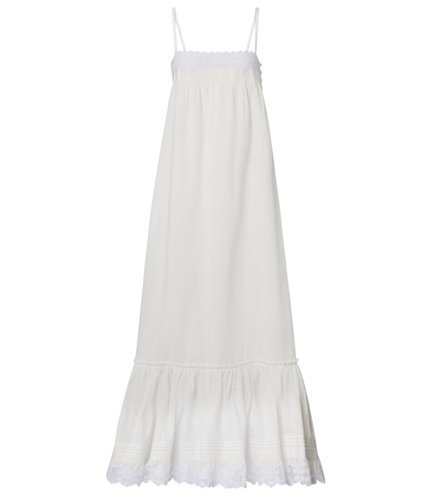 Saint Laurent Embroidered cotton poplin maxi dress