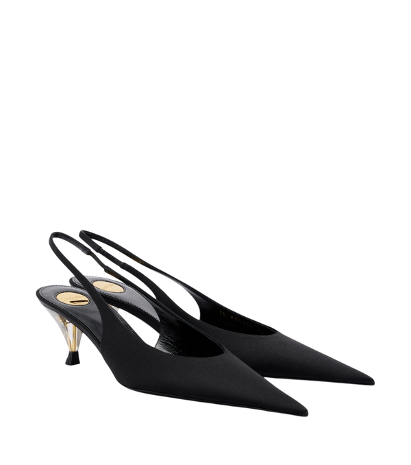 Saint Laurent Décolleté Fanny in raso crêpe con cinturino posteriore