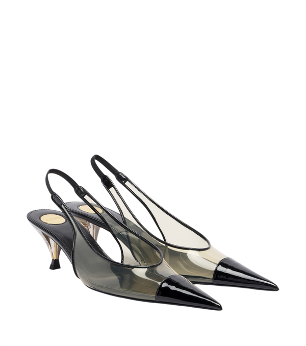Saint Laurent Fanny leather-trimmed slingback pumps