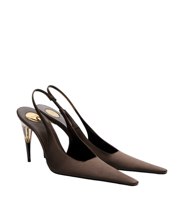 Saint Laurent Décolleté slingback in raso crêpe Goya