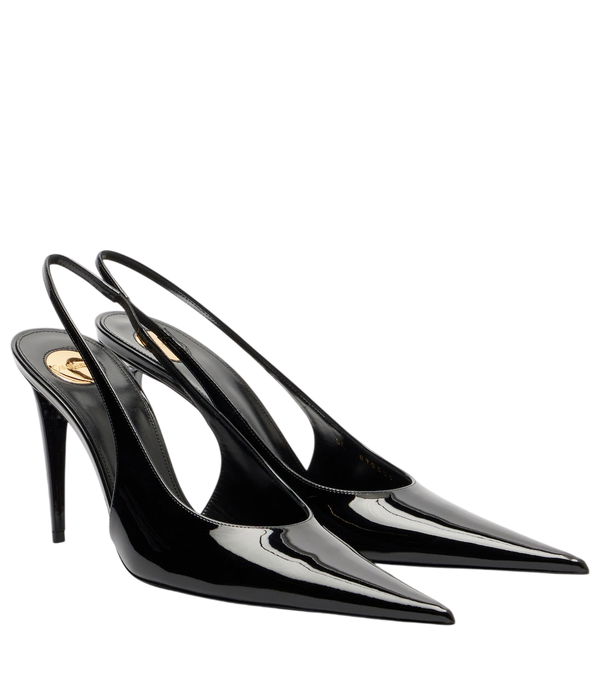 Saint Laurent Sapatos de salto Guermantes 95 em pele envernizada com tira traseira