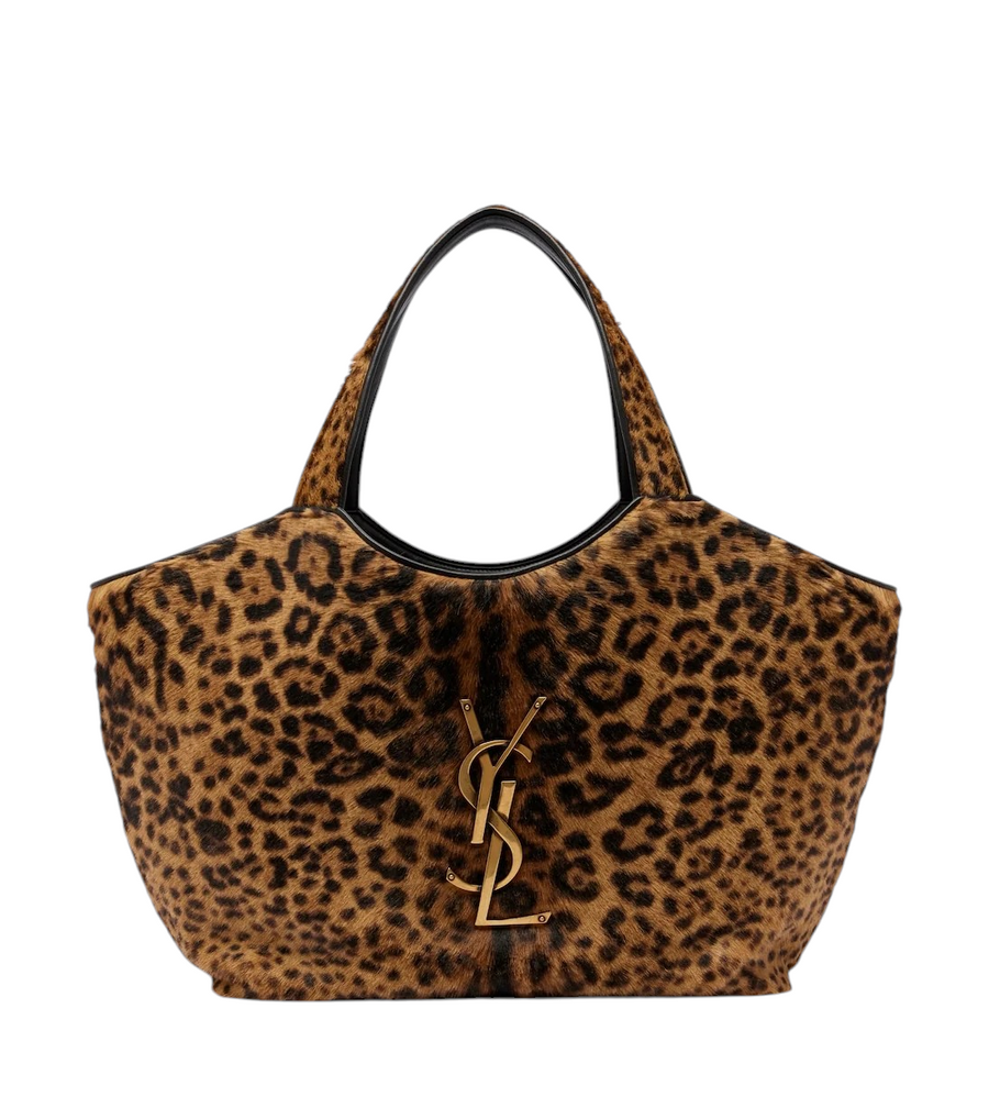 Saint Laurent Icare Leopard-Print Calf Hair Shopper