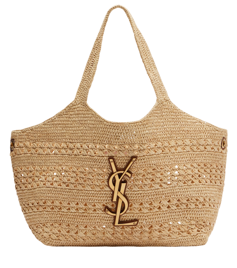 Saint Laurent Icare Medium crochet raffia tote bag