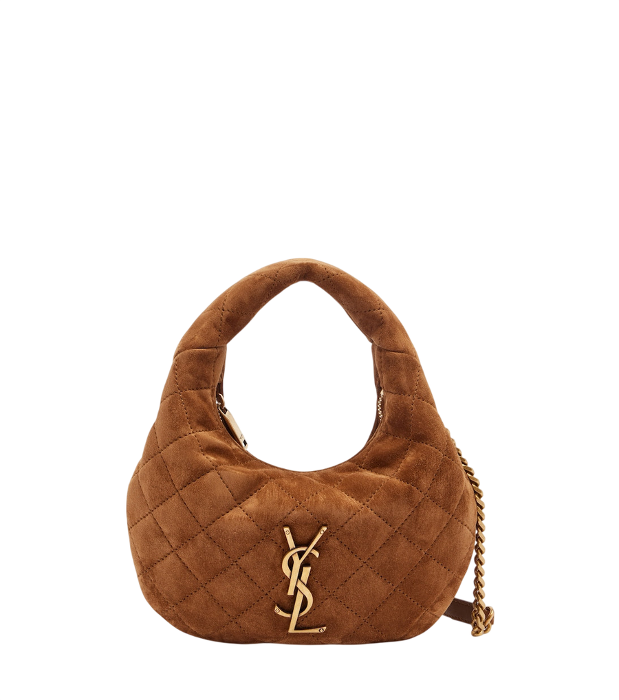 Saint Laurent Icarino Mini quilted suede top-handle bag