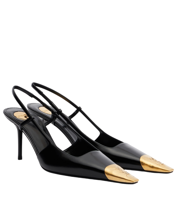 Saint Laurent Jeanne 75 décolleté in pelle con cinturino posteriore