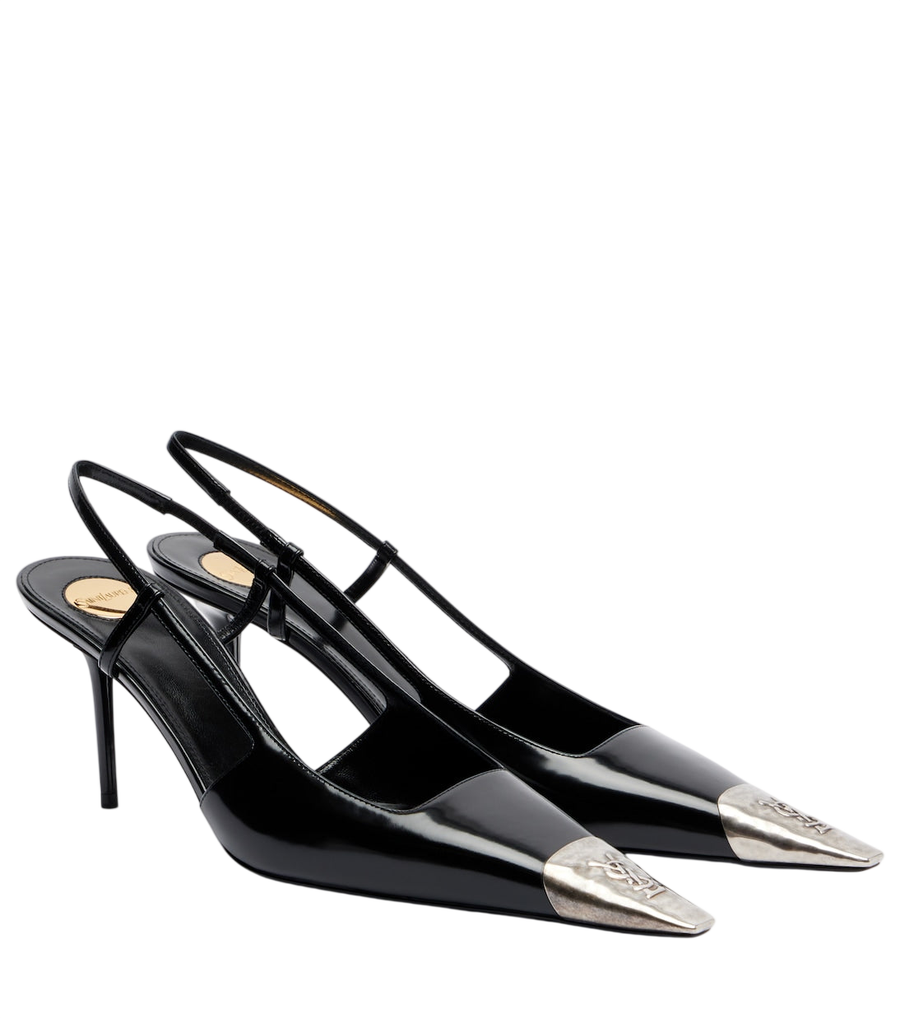 Saint Laurent Jeanne 75 décolleté in pelle con cinturino posteriore