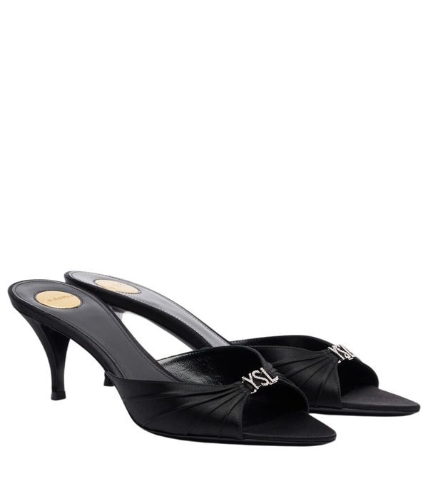Saint Laurent Jerry 60 embellished crêpe satin mules