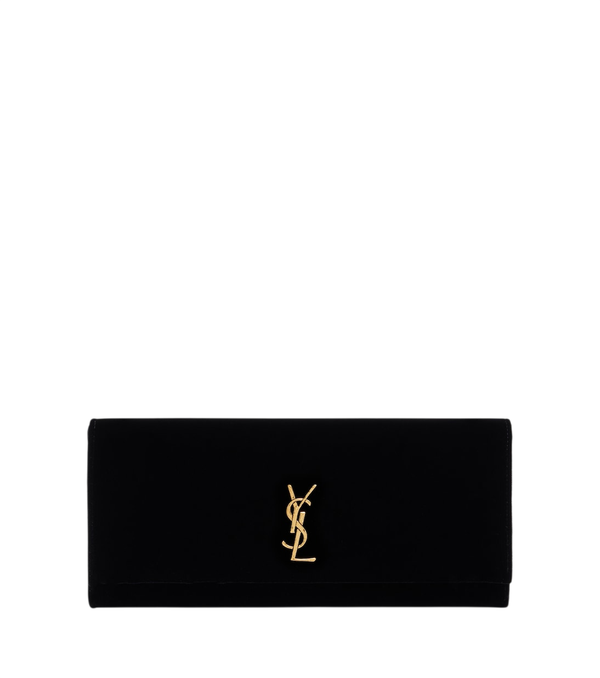 Clutch Saint Laurent Kate pequeño de terciopelo con forro de piel