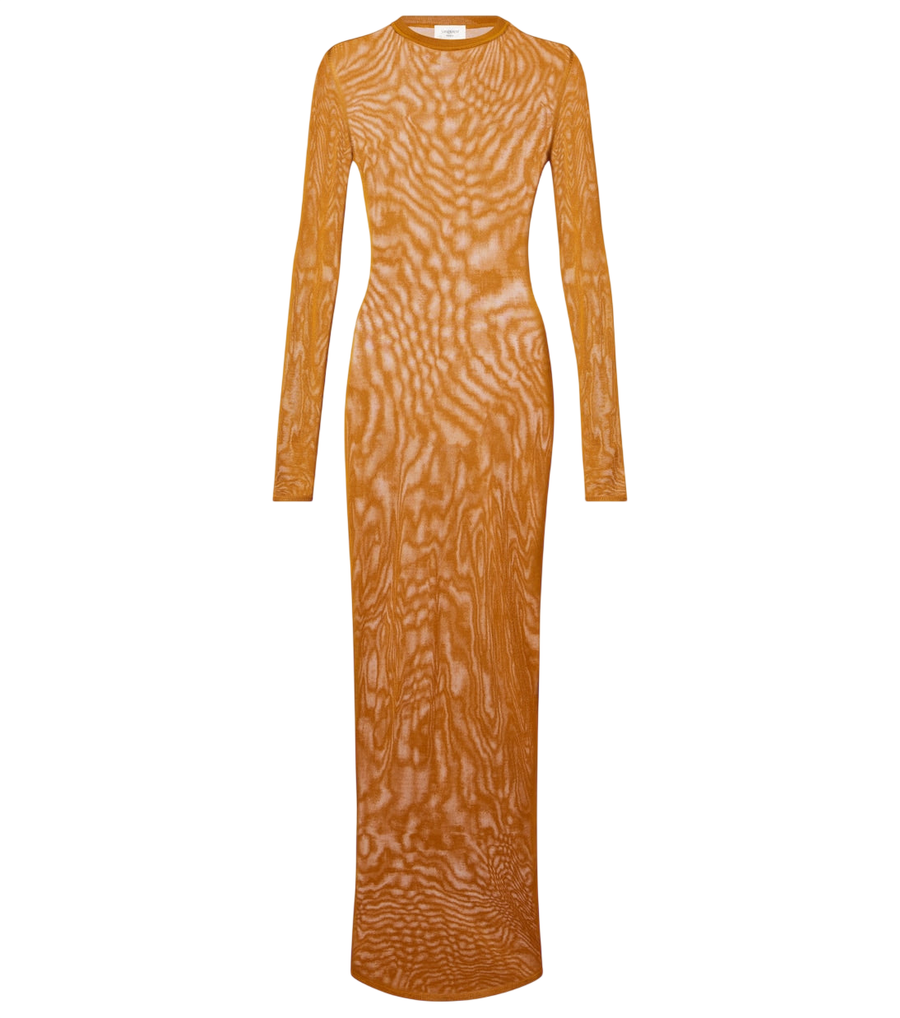 Robe longue Saint Laurent en maille semi-transparente