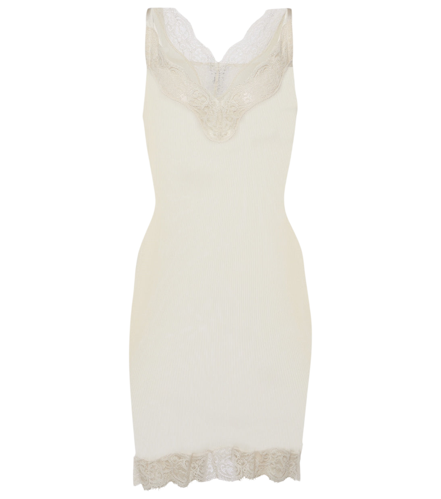 Saint Laurent Lace-trimmed silk minidress