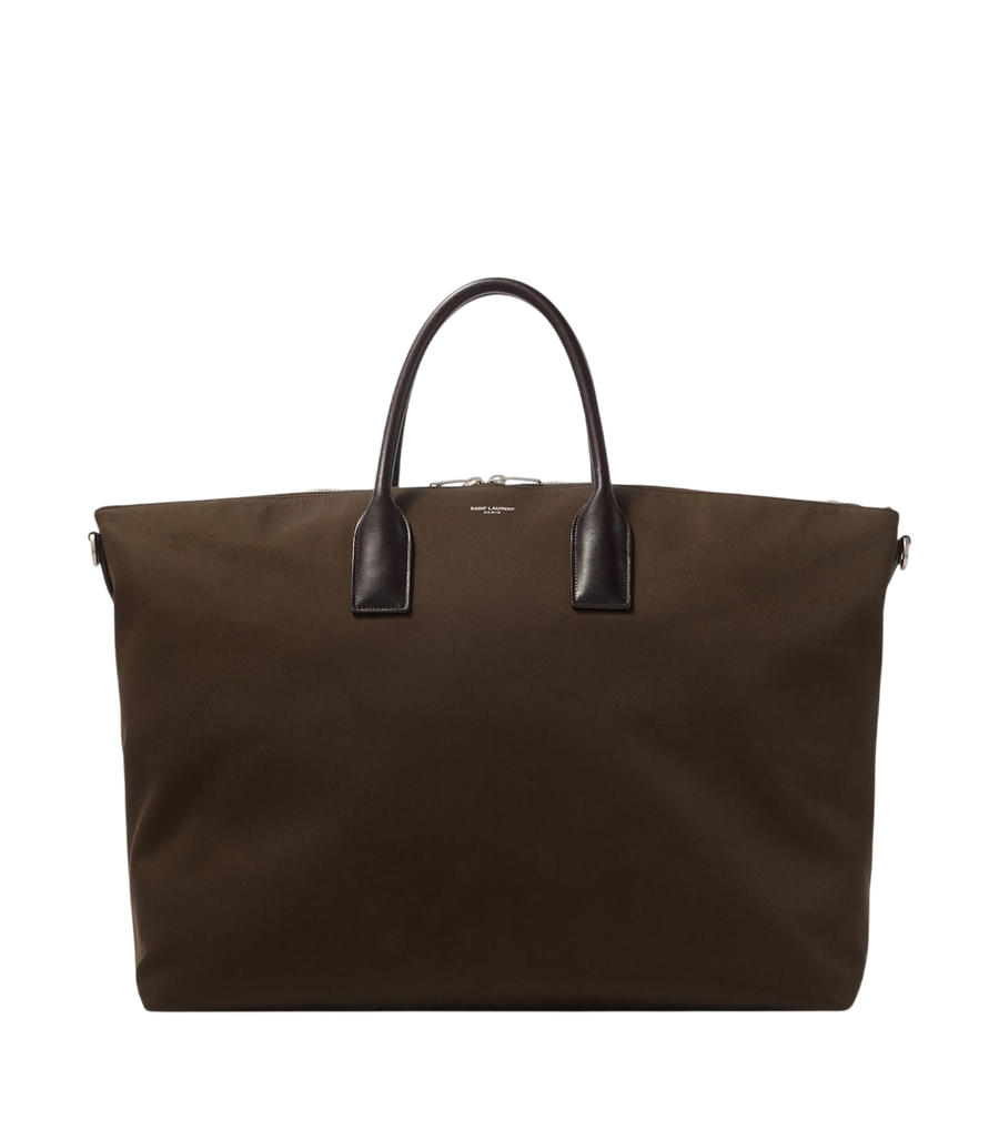 Saint Laurent Leather-trimmed canvas tote bag