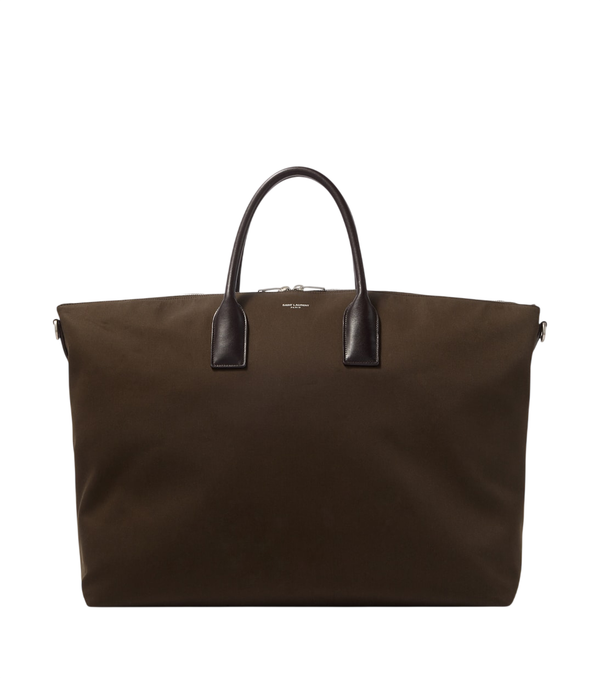 Bolso tote de lona con ribetes de piel de Saint Laurent