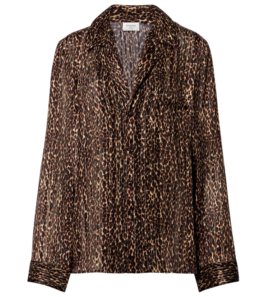 Blusa de seda con estampado de leopardo de Saint Laurent