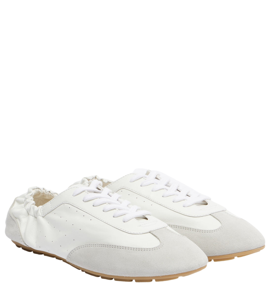 Saint Laurent Lewis suede-trimmed leather sneakers