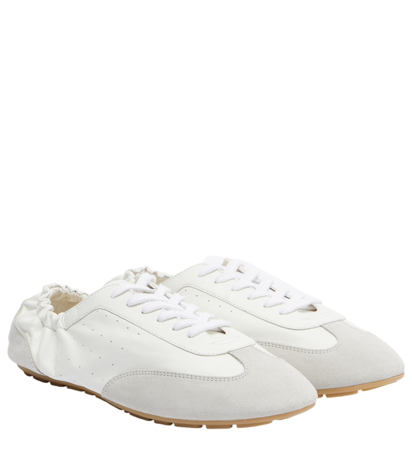 Saint Laurent Lewis suede-trimmed leather sneakers