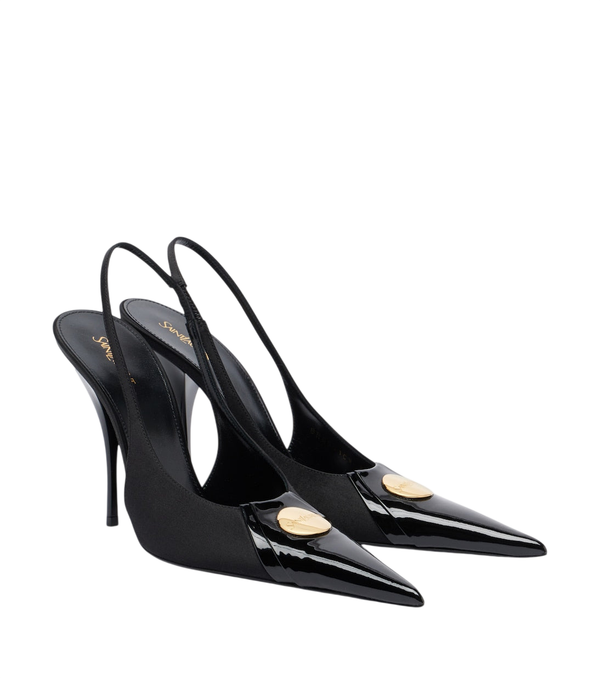 Saint Laurent Sapatos de salto slingback Louis em cetim