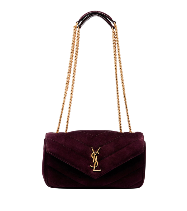 Saint Laurent Loulou Small matelassé suede shoulder bag