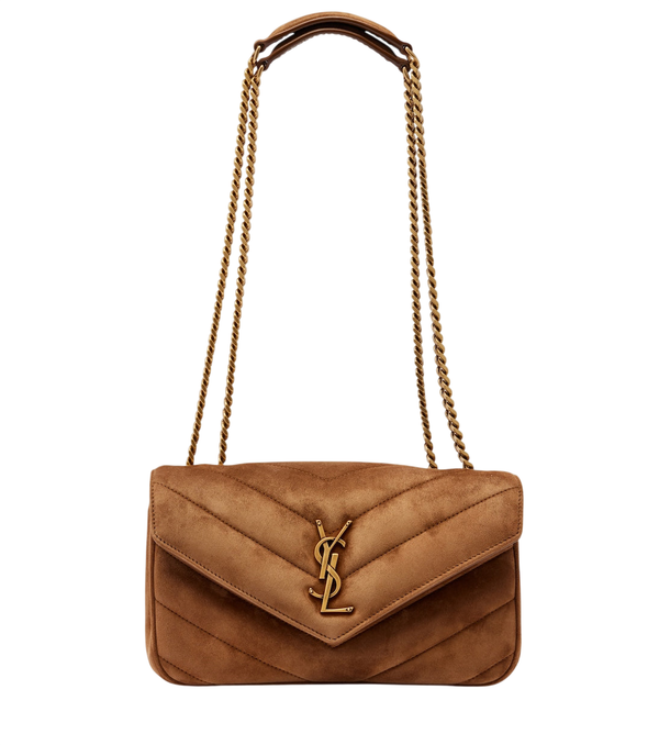 Saint Laurent Loulou Small matelassé suede shoulder bag