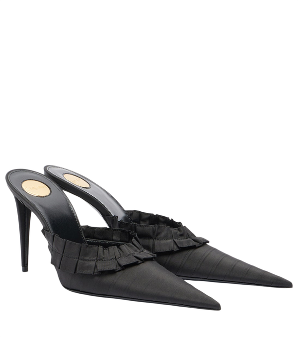 Saint Laurent Madeleine ruffled taffeta mules