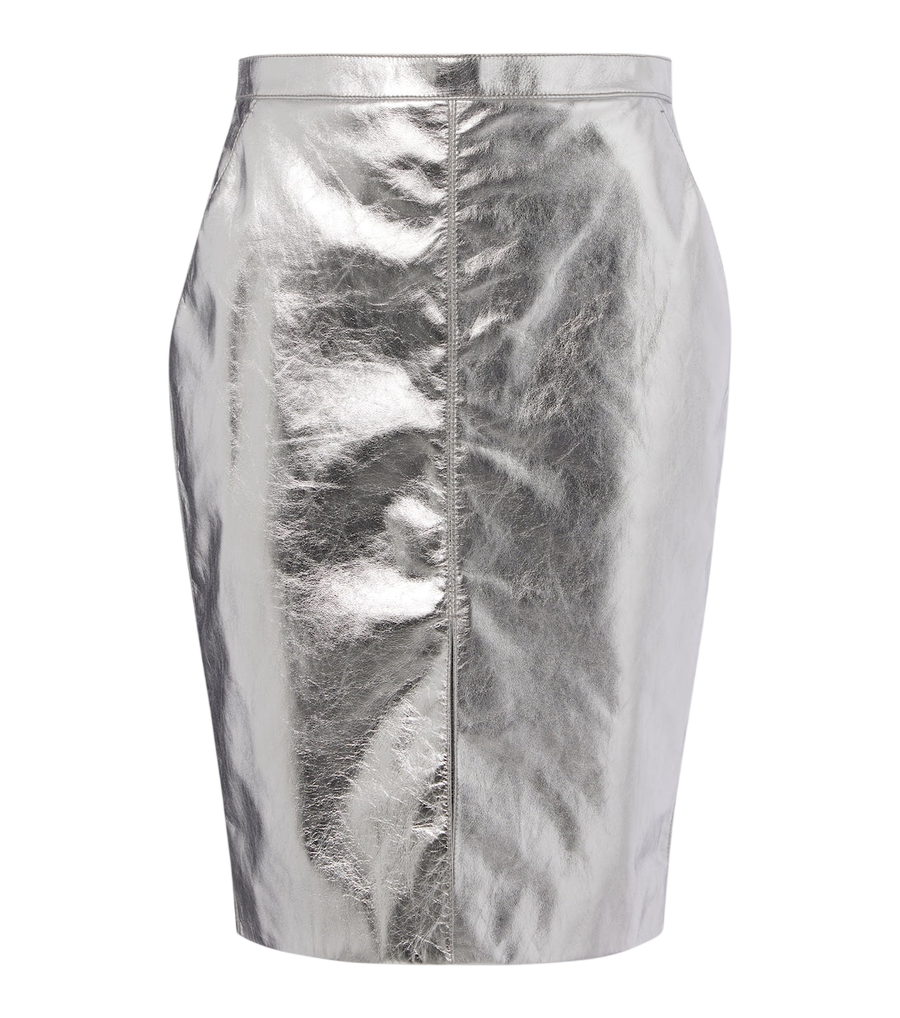 Saint Laurent Metallic leather pencil skirt