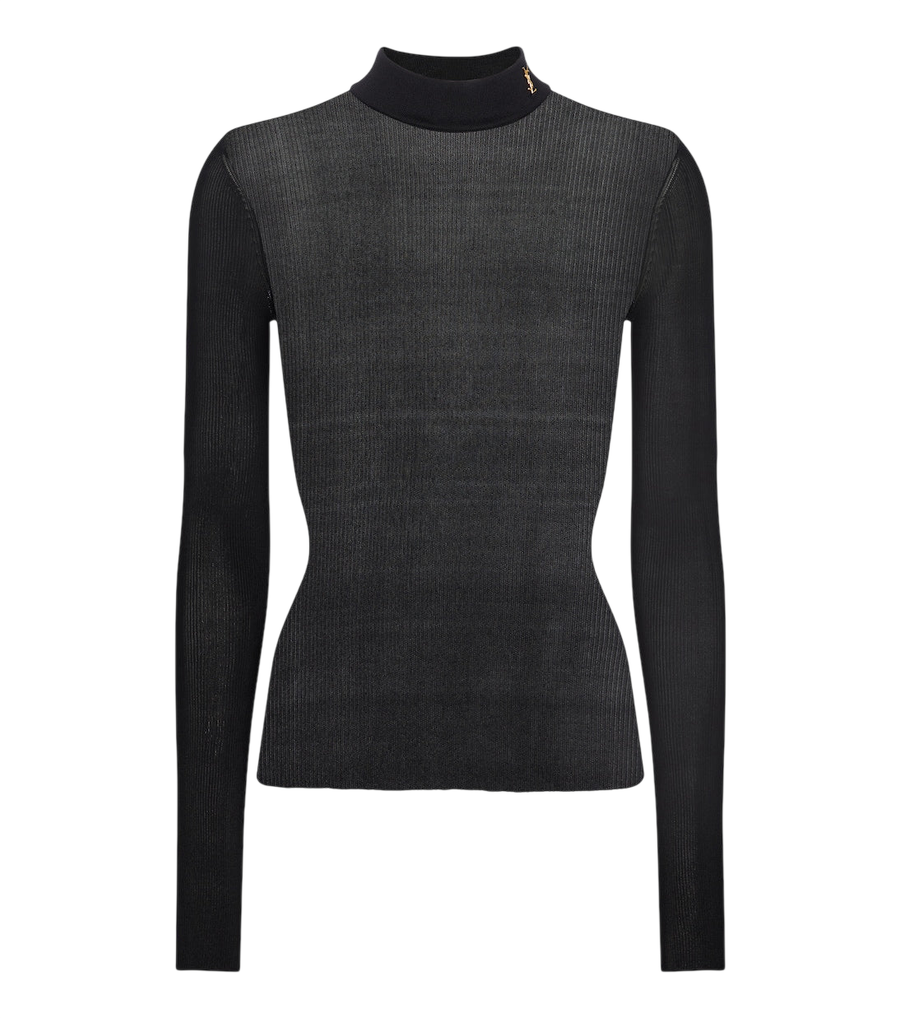 Saint Laurent Monogram silk mockneck top