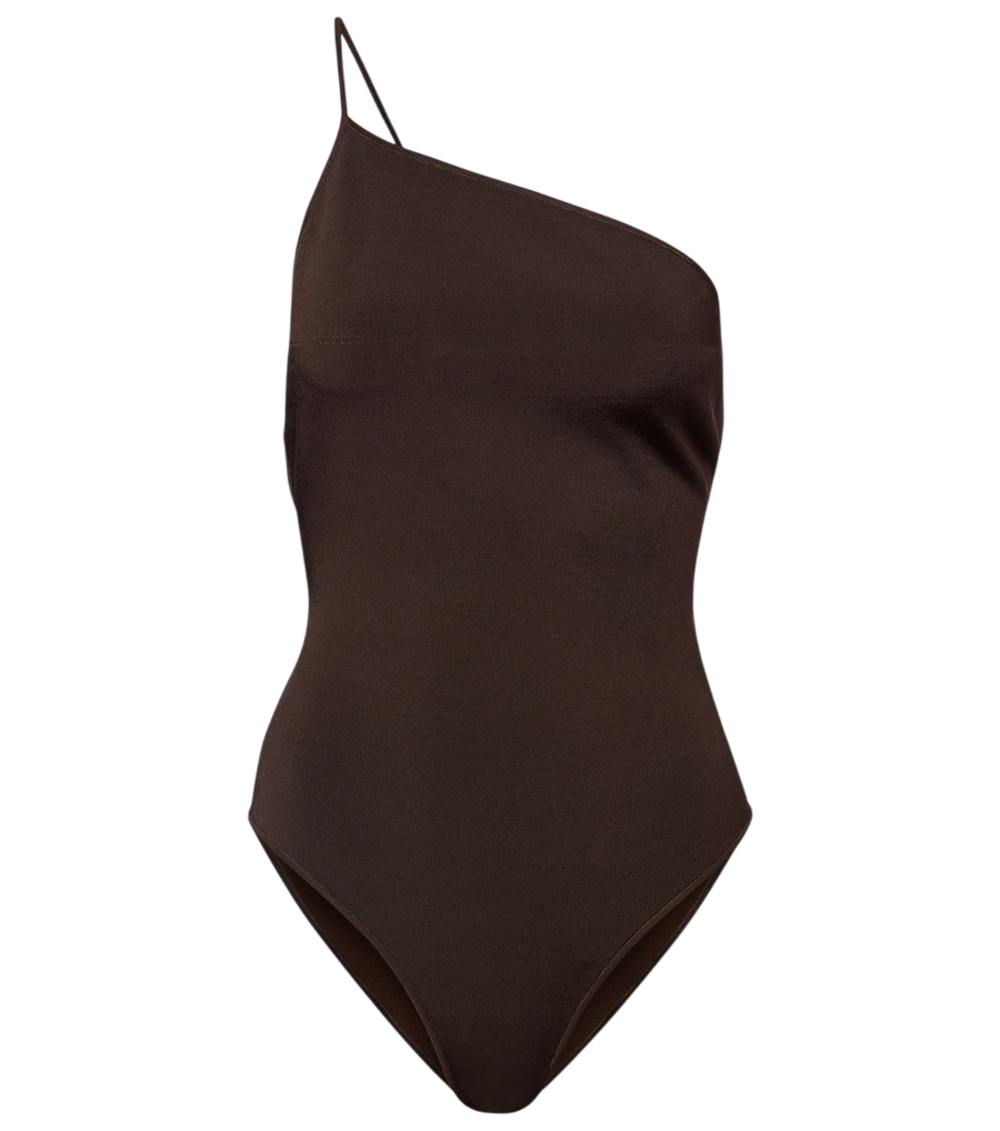 Body de satén de un solo hombro de Saint Laurent