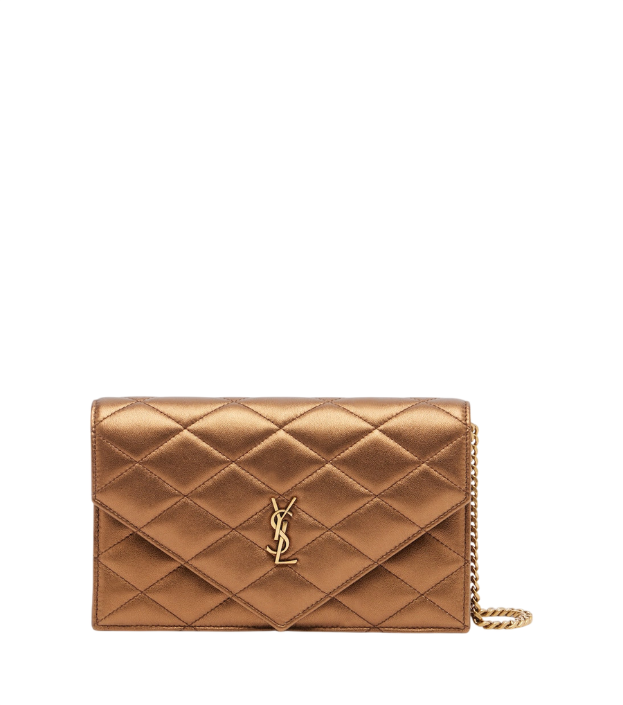 Saint Laurent Paris metallic leather wallet on chain