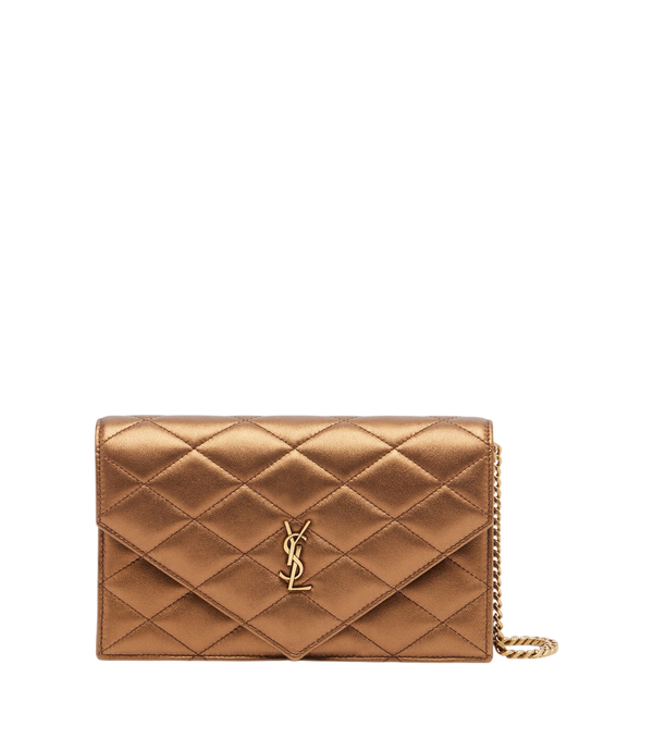Saint Laurent Paris metallic leather wallet on chain