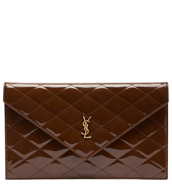 Saint Laurent Pochette Paris in pelle verniciata trapuntata