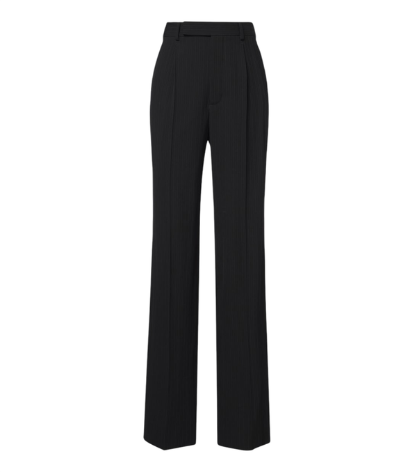 Pantalones rectos de mezcla de lana a rayas de Saint Laurent