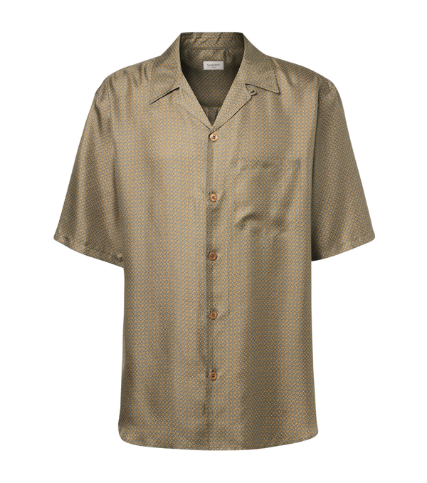 Saint Laurent Printed silk satin bowling shirt