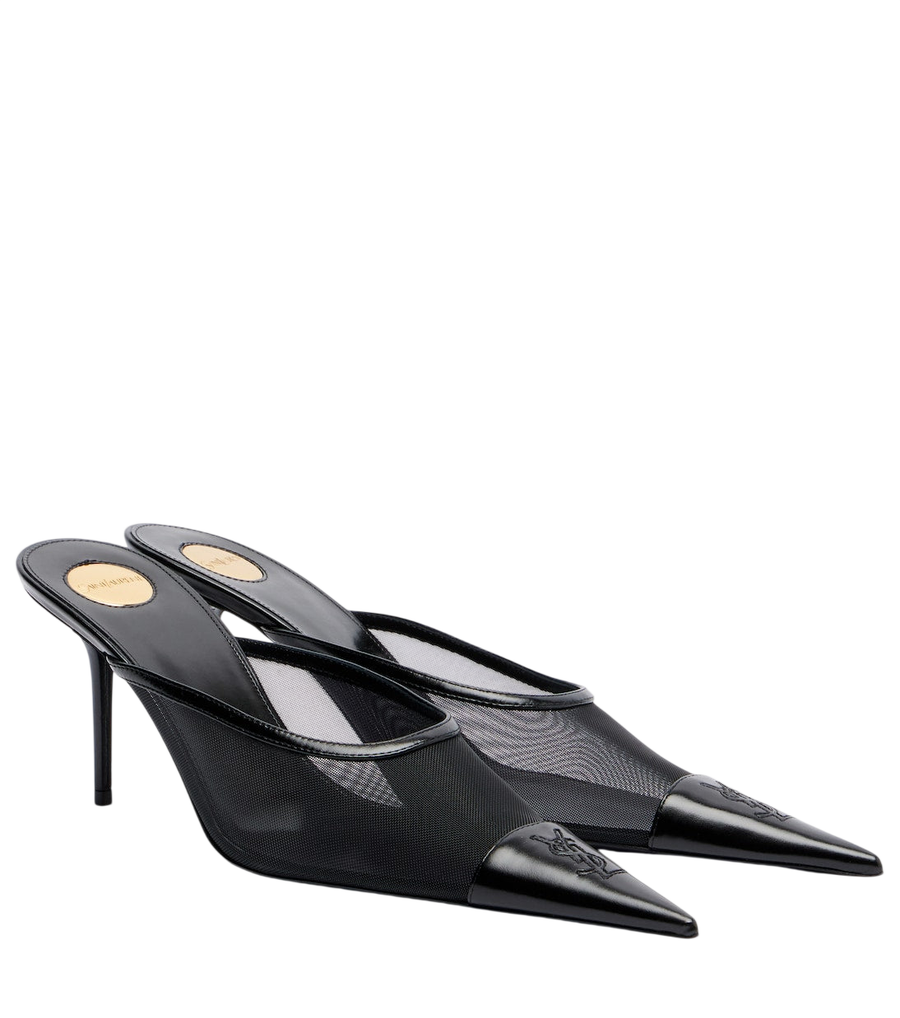 Saint Laurent Renée mesh and leather mules