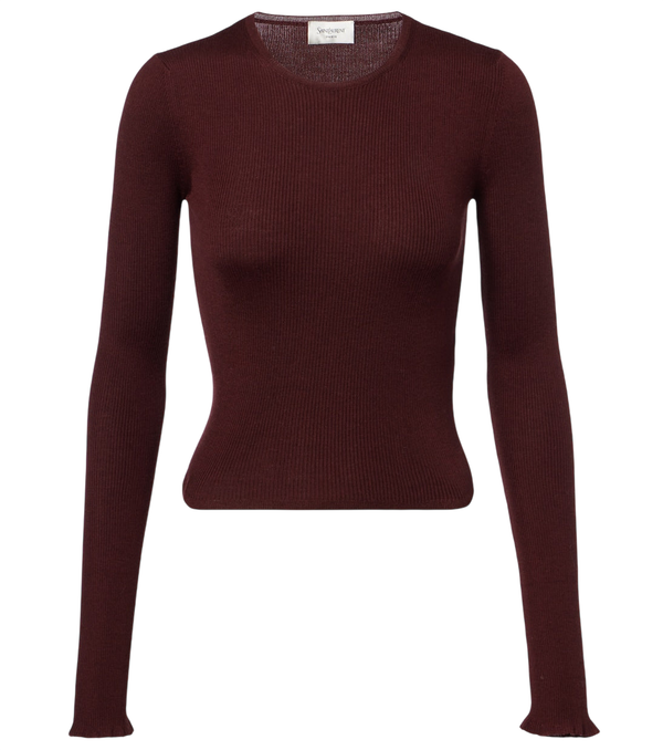 Saint Laurent Ribbed-knit wool, cashmere, and silk top