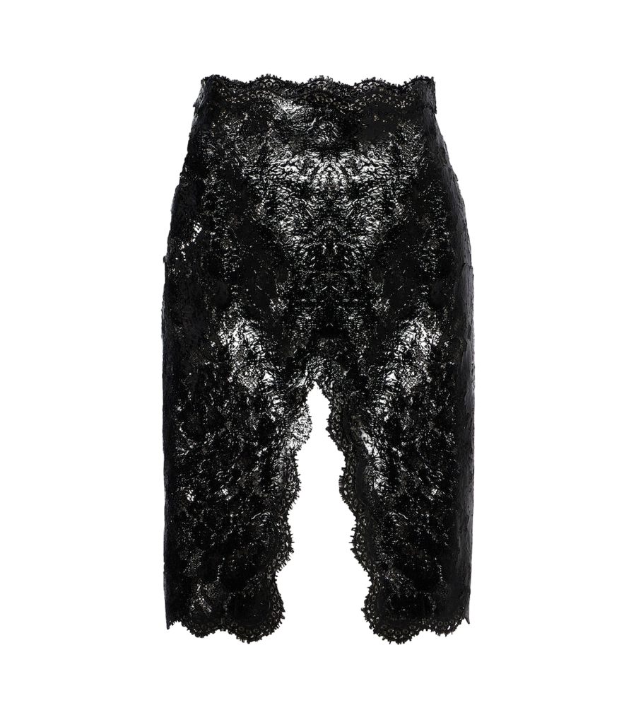 Saint Laurent Gonna a tubino in pizzo rivestito con bordo smerlato