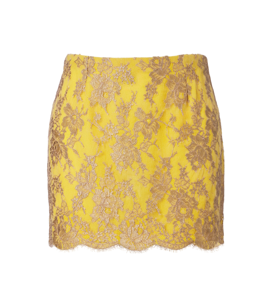 Saint Laurent Scalloped floral lace miniskirt