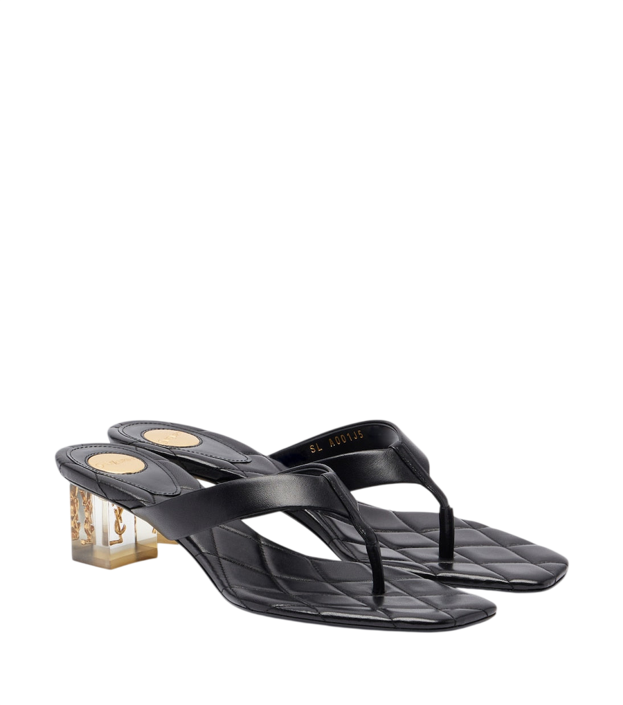 Saint Laurent Sip Cassandre leather thong sandals