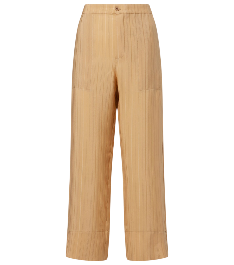 Saint Laurent Striped cropped silk straight pants