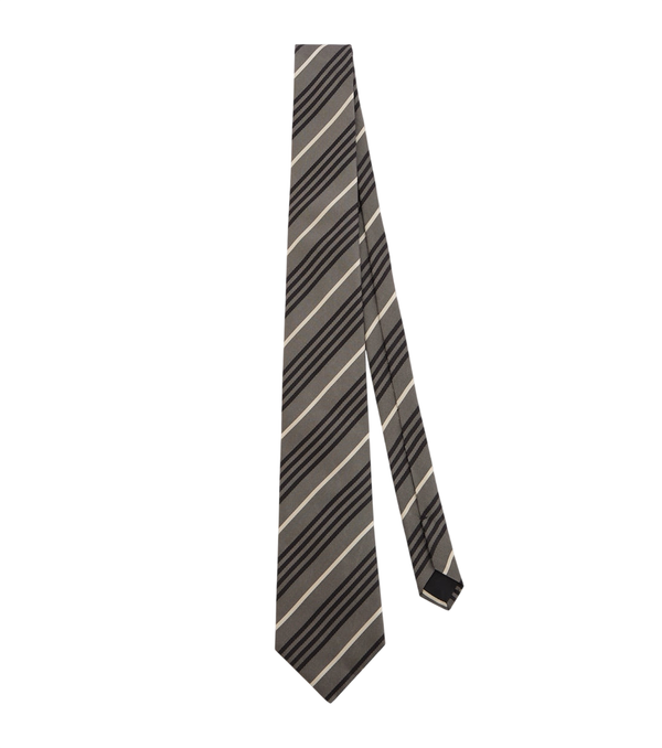 Saint Laurent Gravata de seda listrada