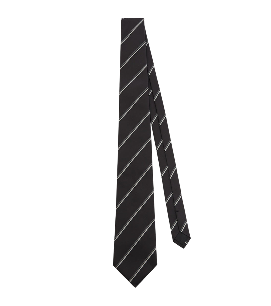 Saint Laurent Striped silk twill tie