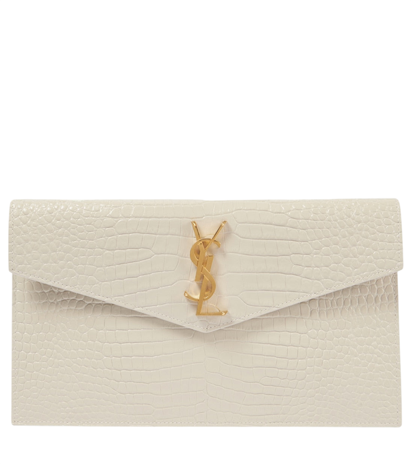 Clutch Saint Laurent Uptown de piel con efecto cocodrilo