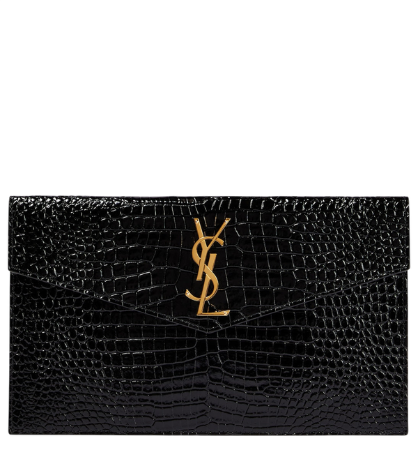 Saint Laurent Clutch de couro envernizado Uptown