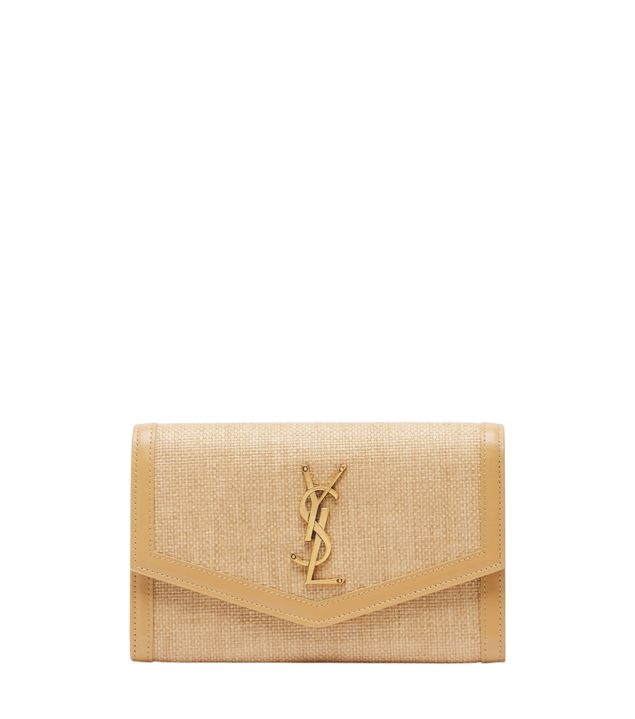 Portafoglio in rafia Uptown con catena Saint Laurent