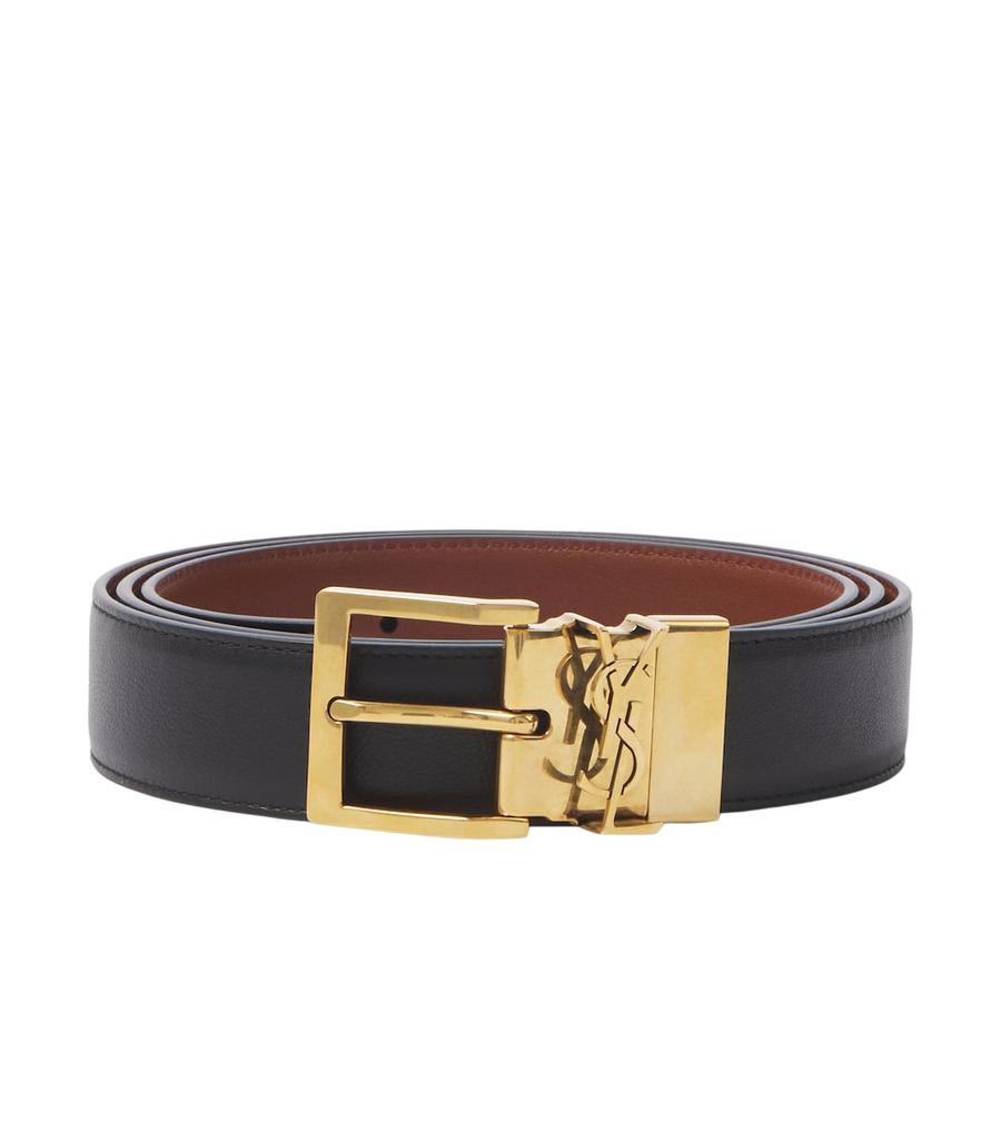 Saint Laurent Vadim Cassandre reversible leather belt